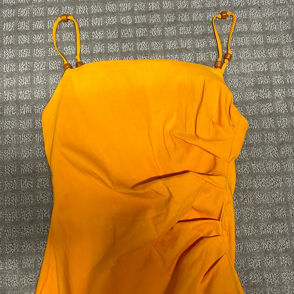 Zara Orange Tangerine Draped Linen Blend Mini Dress Size XS - Picture 5 of 10